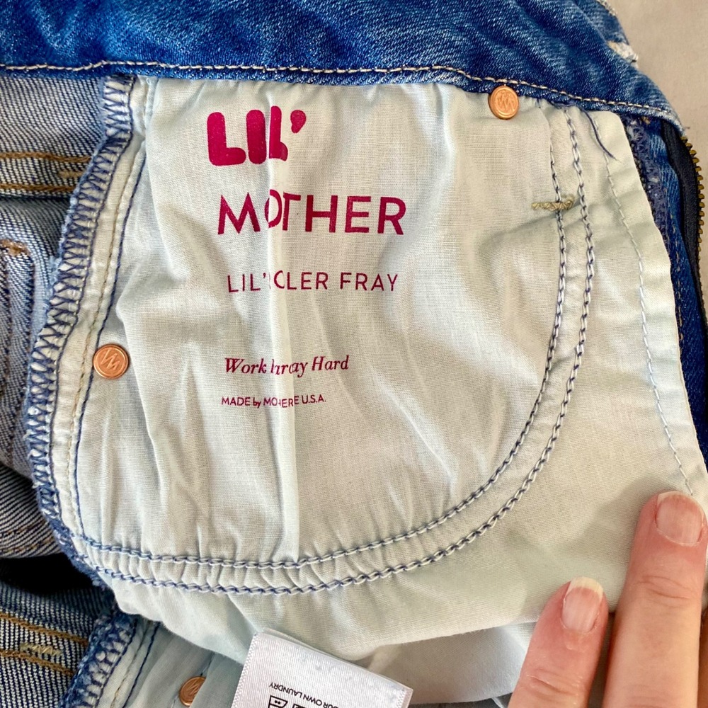 Mother Lil Roller Fray Work Hard Play Hard Light Wash Jeans Wide Leg Frayed 23 - Picture 14 of 16